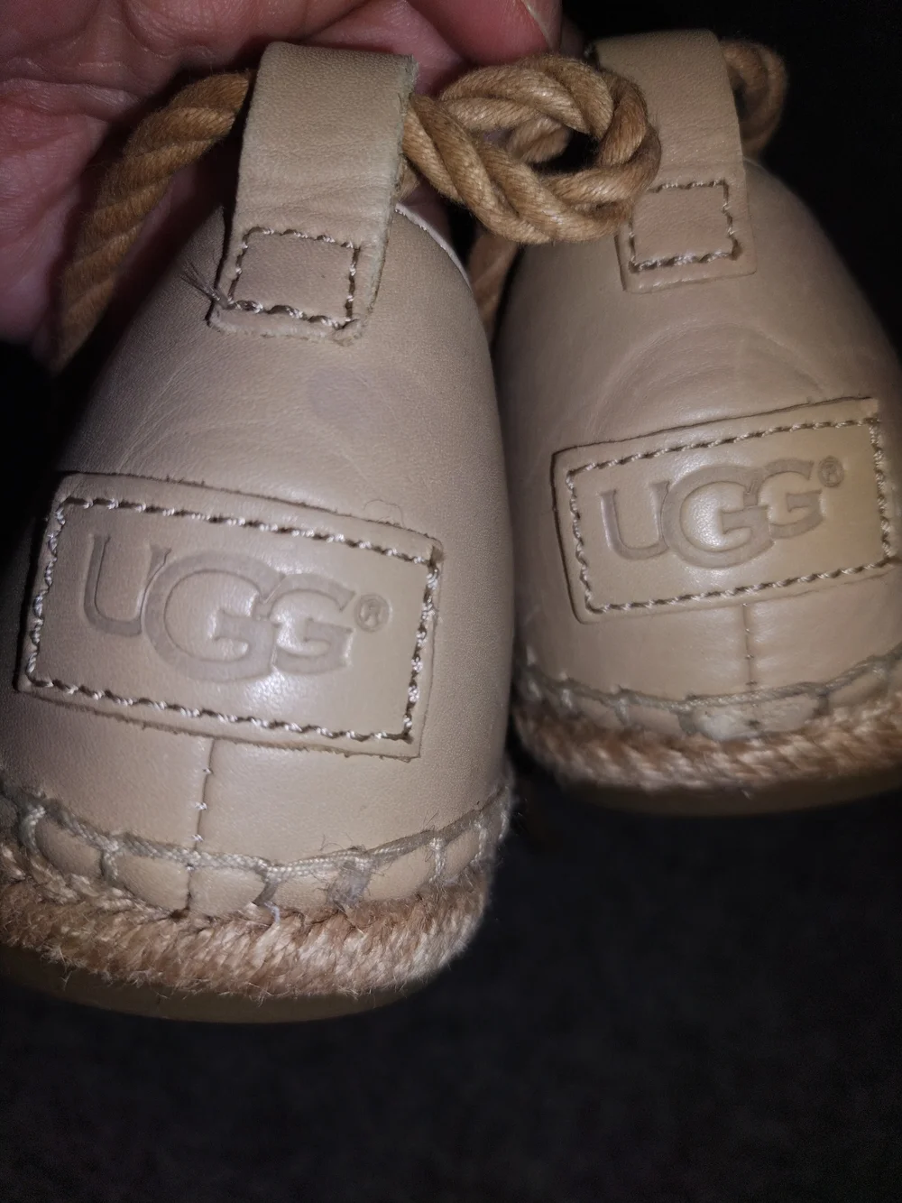 UGG Women’s Beige Striped Espadrille Lace-Up Flats